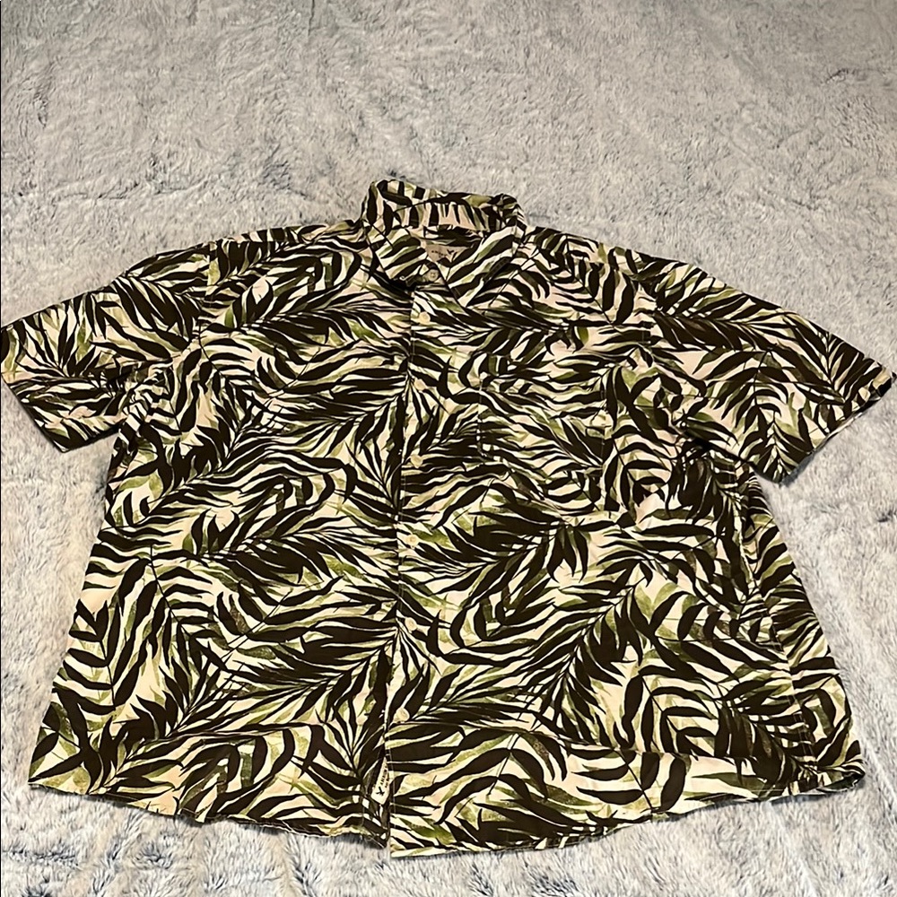 American Eagle Men's Tropical Leaf Print Shirt Size XL